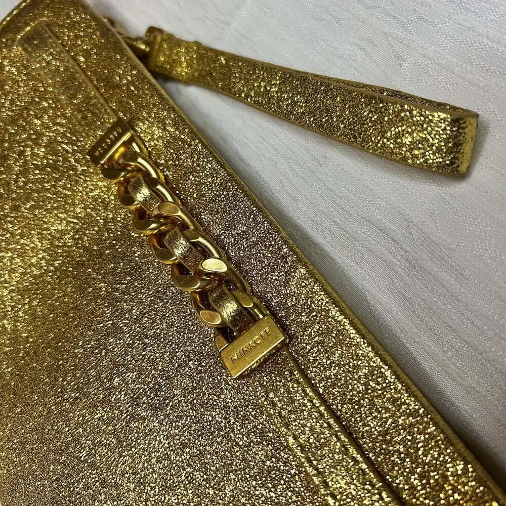 Rebecca Minkoff Glitter Clutch Gold